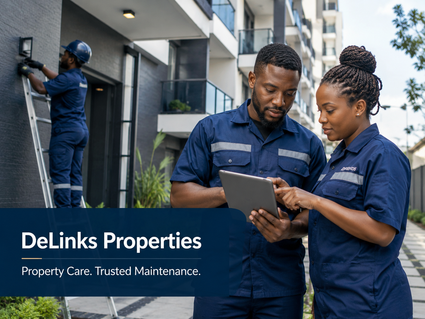 DeLinks Properties maintenance portfolio image with Black property care professionals