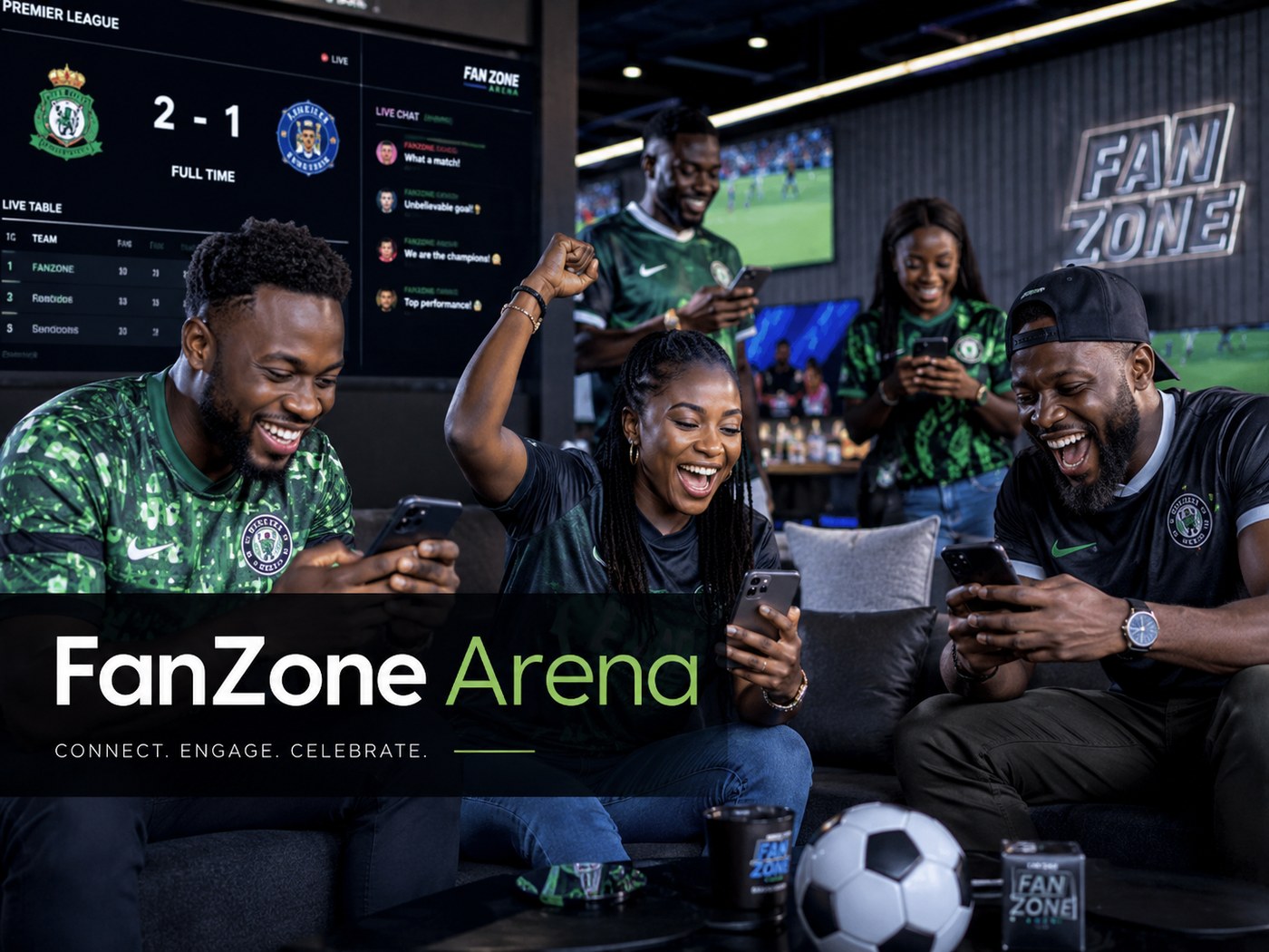 FanZone Arena sports community portfolio image with Black football fans
