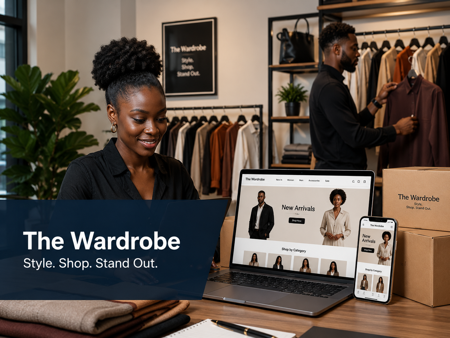 The Wardrobe online fashion store portfolio image with Black fashion professionals